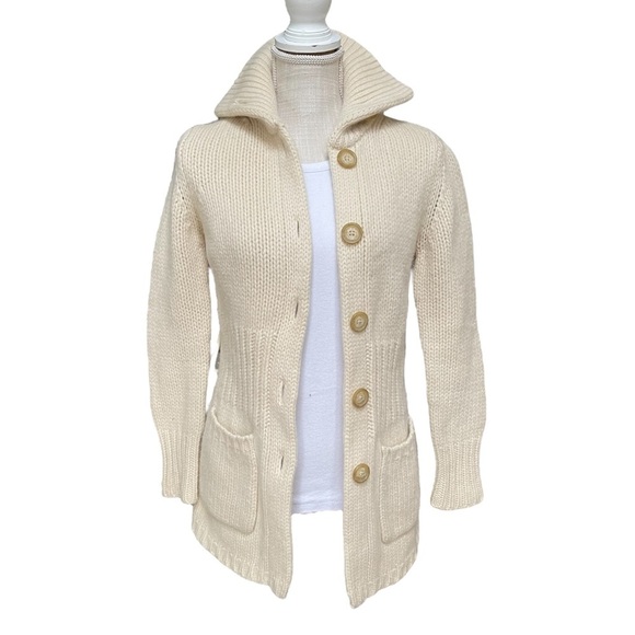 Gap Wool & Agora Blend Chunky Knit Minimalist Open Front Cardigan Size: M - Picture 6 of 10